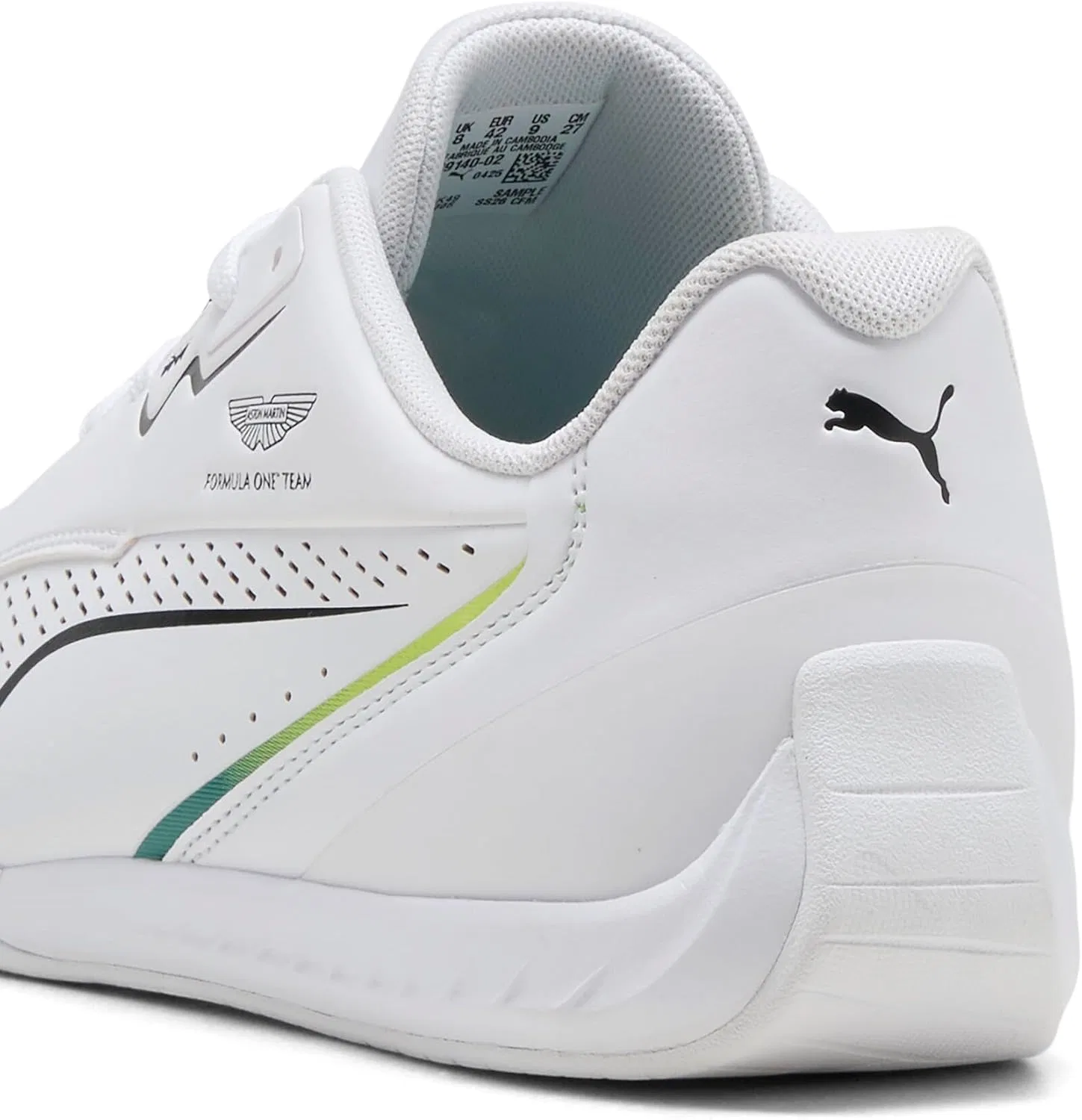 Кроссовки PUMA Adult x Aston Martin ARAMCO F1 Team Drift Cat 11 Low Trainers, White Green Lux — фото 2