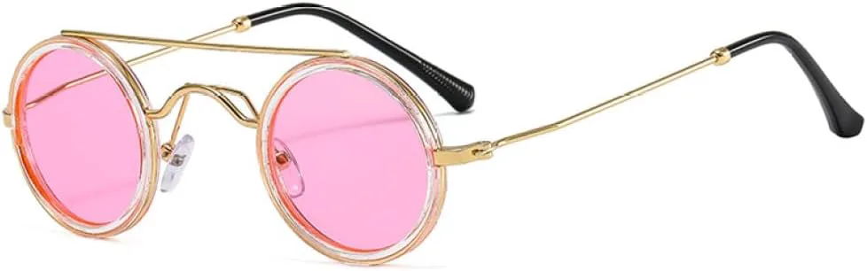 

Ретро круглые солнцезащитные очки для женщин, розовые, с защитой от солнца UV400, для мужчин, металлические солнцезащитные очки LANGSER, Transparent Pink