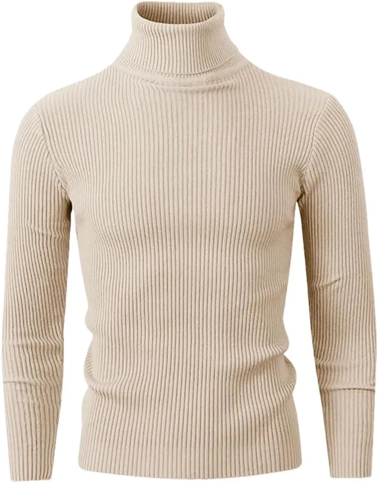 

Мужской однотонный повседневный свитер с высоким воротником Slim Fit