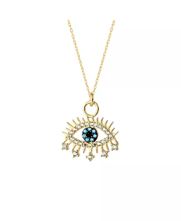 

Серебряное ожерелье с подвеской в виде ресниц и голубого глаза от сглаза Spero London, gold