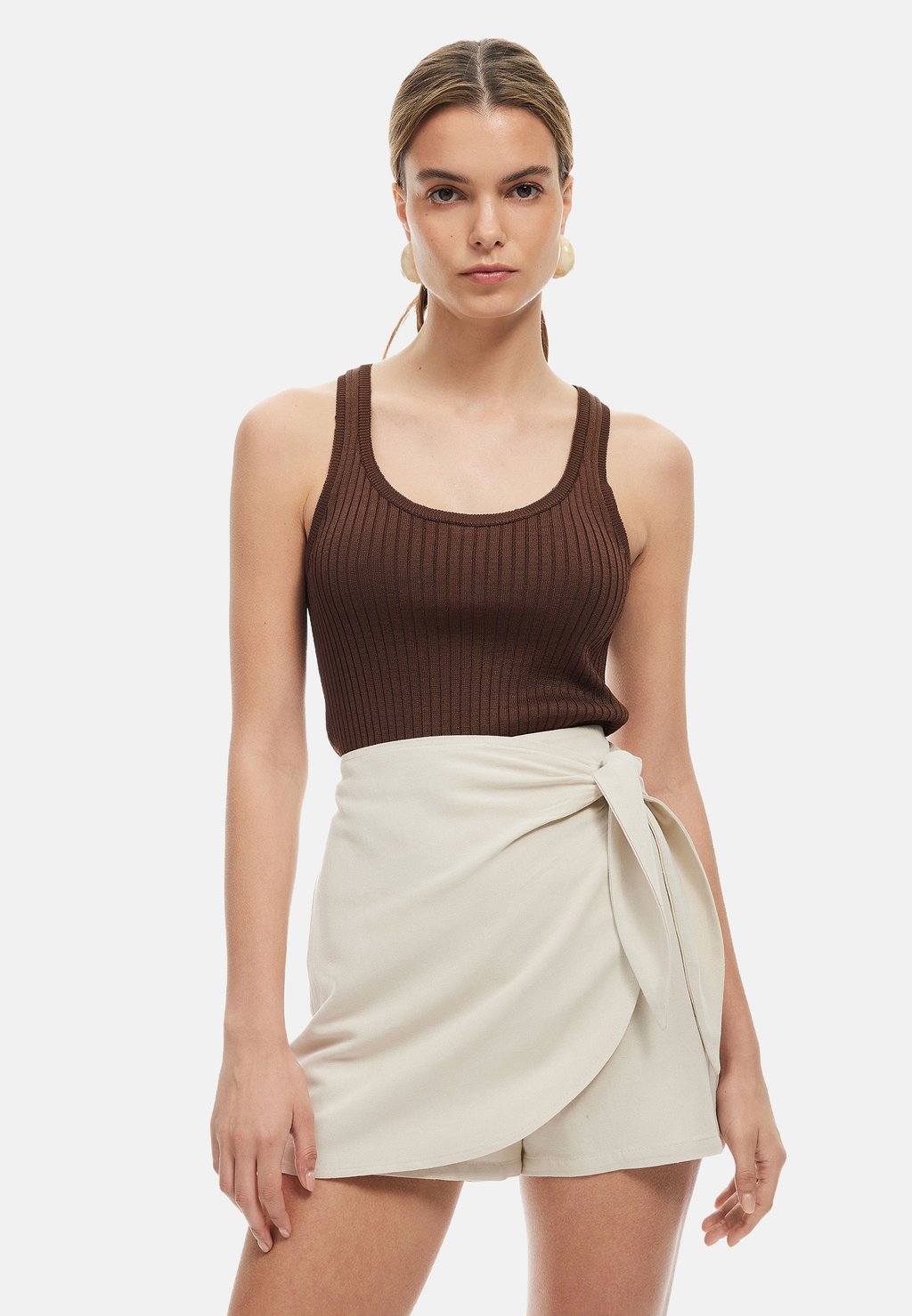 

Юбка с запахом Mini skirt Koton, бежевый
