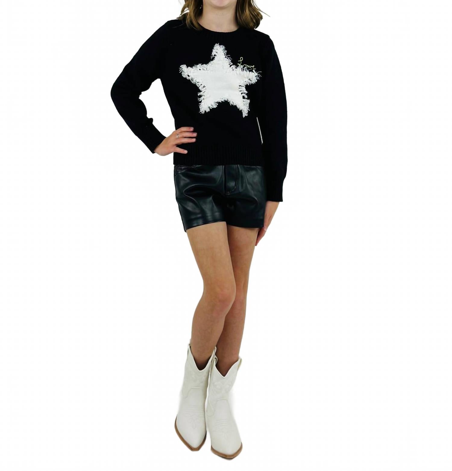 

Девчачьи шорты из искусственной кожи с высокой посадкой, черные Tractr