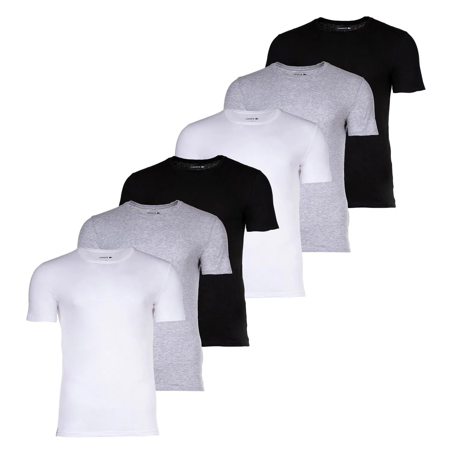 Футболка 6er Pack, Lacoste, белый/серый/черный