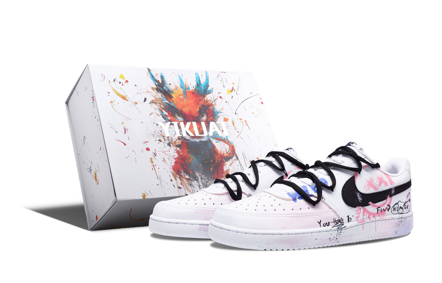 

Кроссовки Nike Court Vision 1 Skateboarding Shoes Men Low-top White/pink/black, розовый