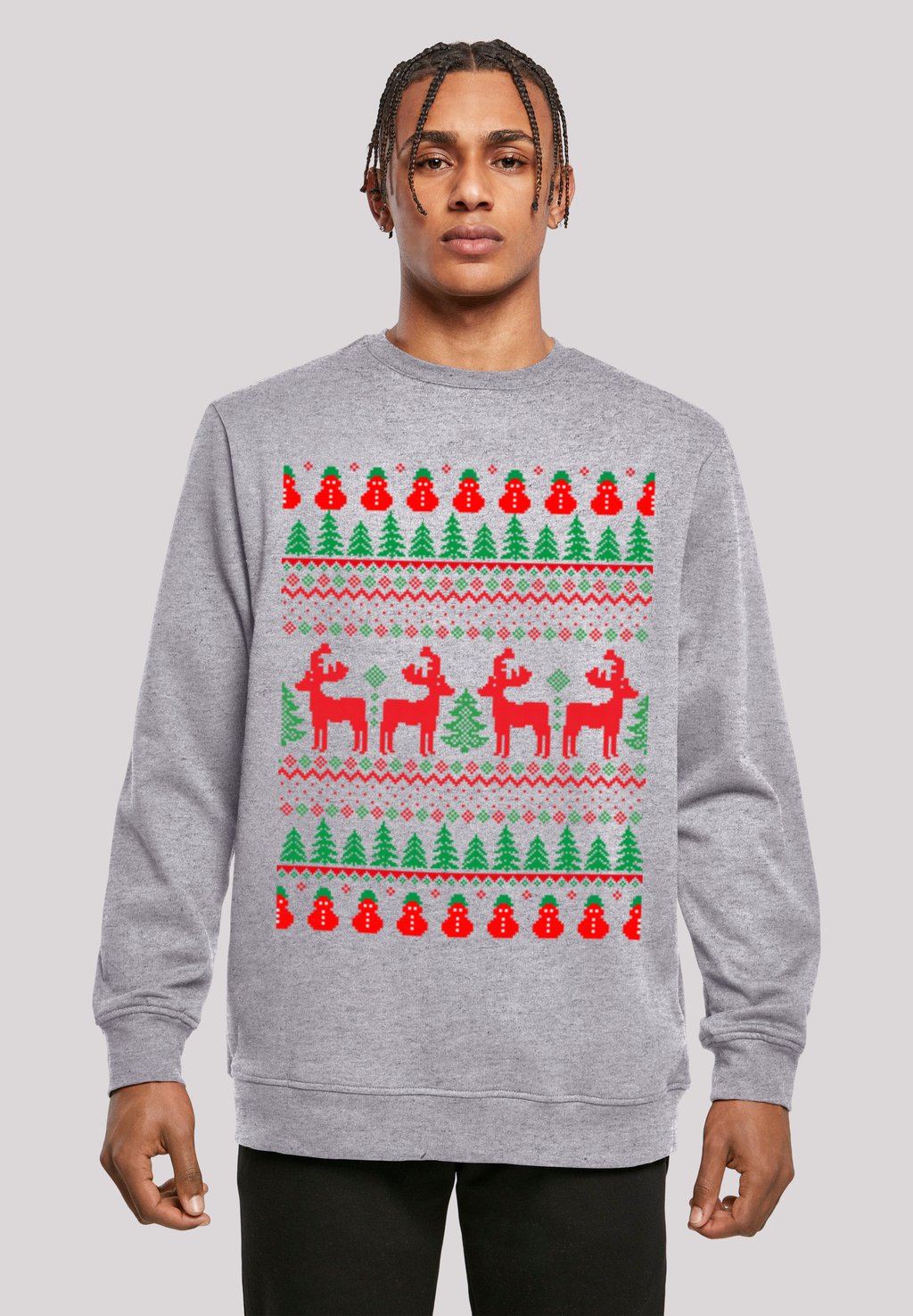 

Толстовка CHRISTMAS REINDEERS WEIHNACHTEN MUSTER F4NT4STIC, серый