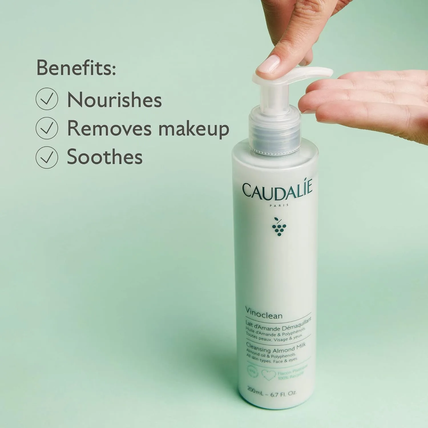 Набор из двух пенок для умывания Caudalie Instant Foaming Cleanser и Vinoclean Gentle Cleansing Almond Milk. — фото 2