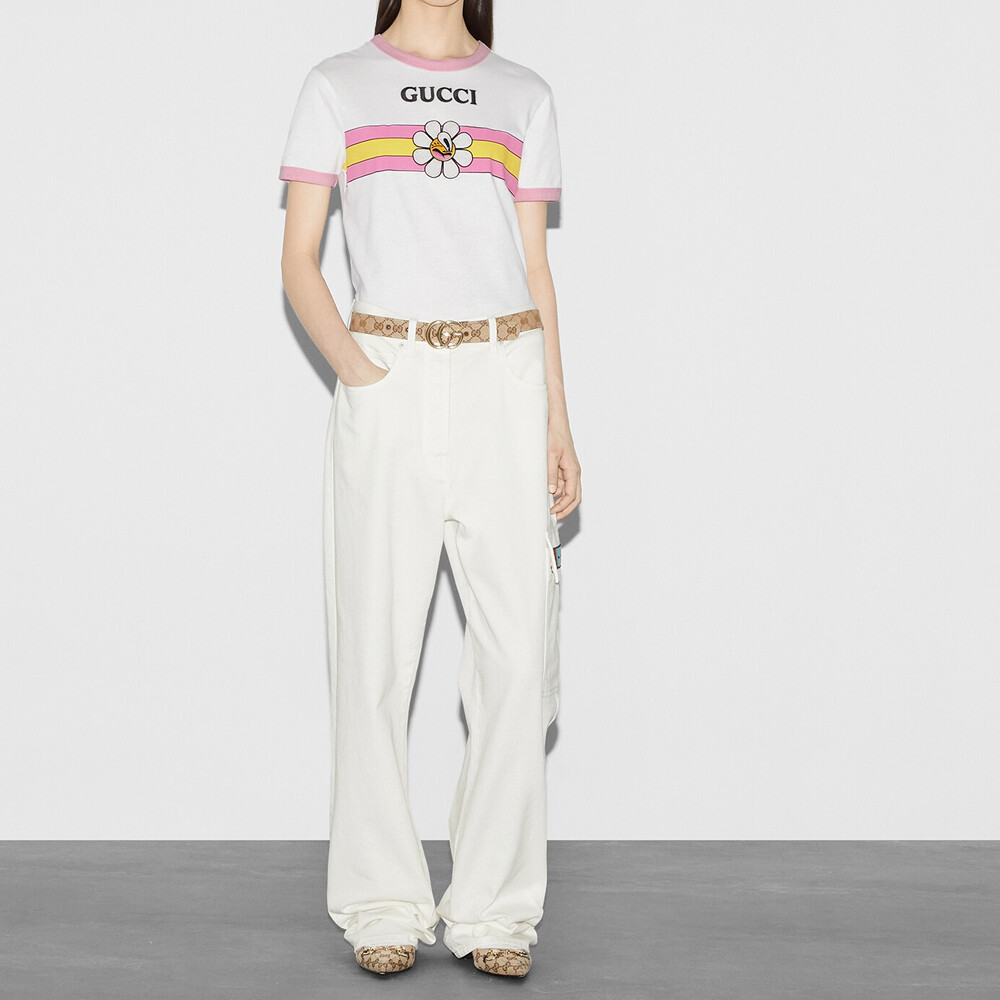 Джинсы женские Gucci, классический крой, слоновая кость — фото 2