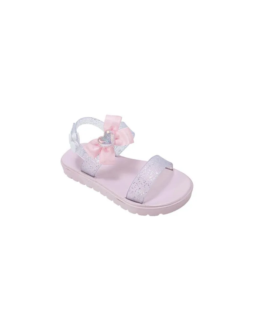 Детские сандалии PCU с бантиком и подвеской в виде сердечка Bebe, pastel розовый