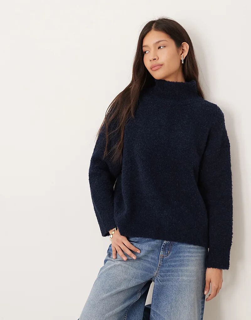 

Свободный джемпер-труба ASOS DESIGN из букле темно-синего цвета