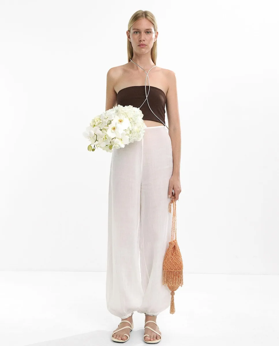 

Женские свободные брюки с резинкой на подоле Parfois, белый