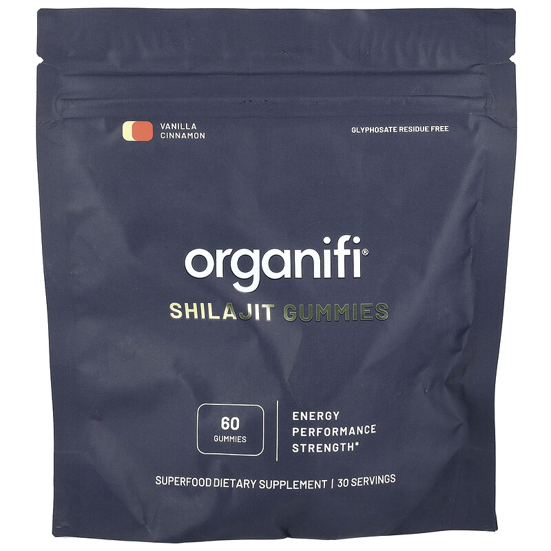 

Organifi, Жевательные мармеладки с мумие, ваниль и корица, 60 жевательных таблеток
