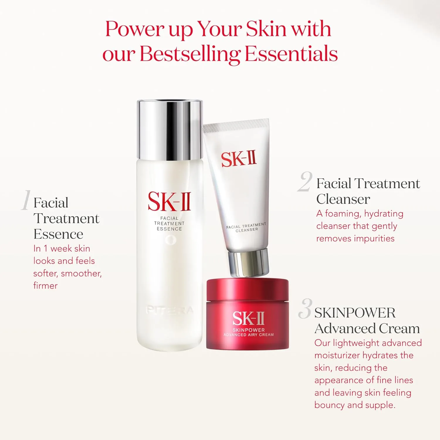 Набор для ухода за кожей SK-II Youth Essentials - очищающее средство, эссенция и крем SKINPOWER, 3 шт 104.90 г — фото 4