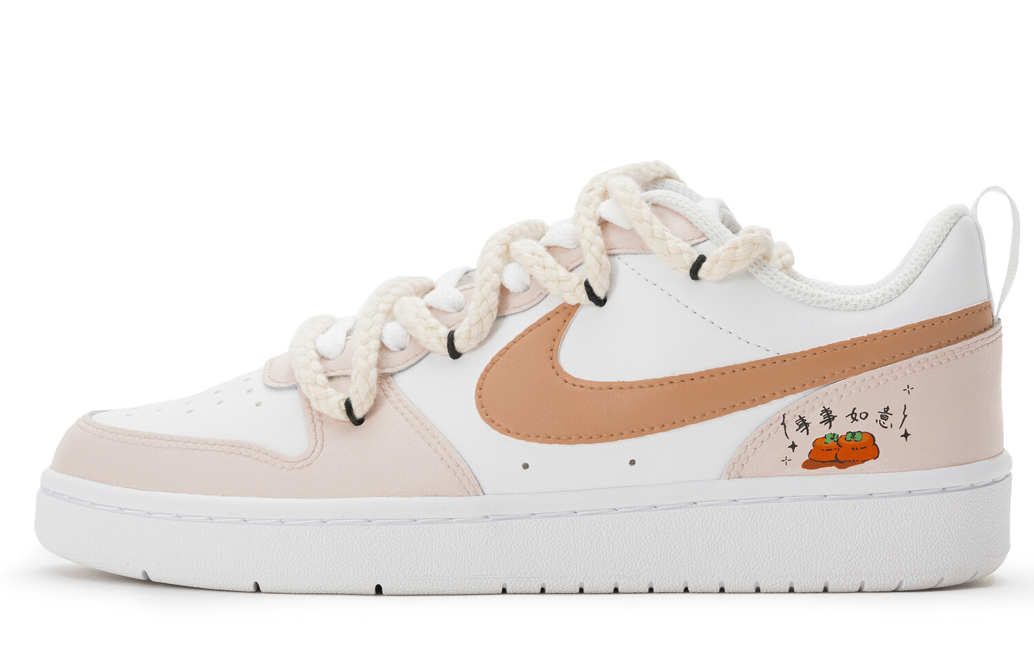 

Кроссовки Nike Court Borough Skateboarding Shoes Women's Low-top Beige/Pink, белый