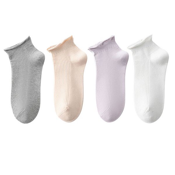

4 пары женских ультратонких ребристых носков до щиколотки, мягкие, эластичные, дышащие Anna-Kaci, Multicoloredb