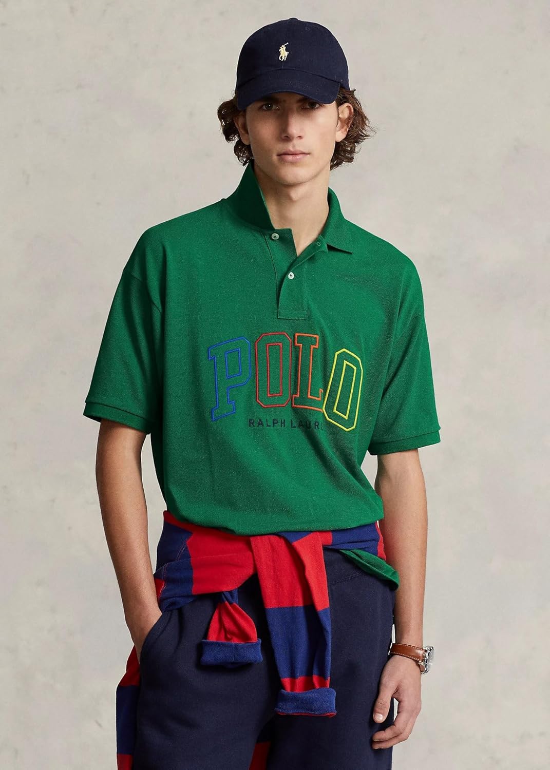 Polo Ralph Lauren Mesh короткий рукав Big Fit мужская рубашка с большой вышивкой Polo Logo Spell Out и Polo Pony, Green — фото 2