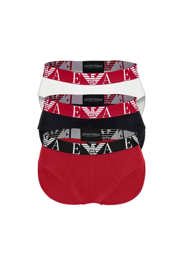 

Комплект из 3 трусов - трусы с яркой монограммой эластичный хлопок Emporio Armani, мультиколор