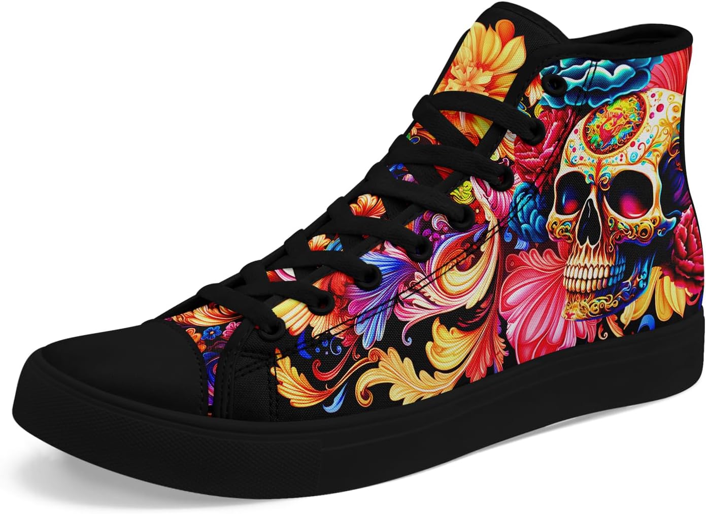 

Мужские высокие кеды с черепом от coolcustomize, классические модные высокие кеды, повседневные кроссовки на шнуровке, Color 14