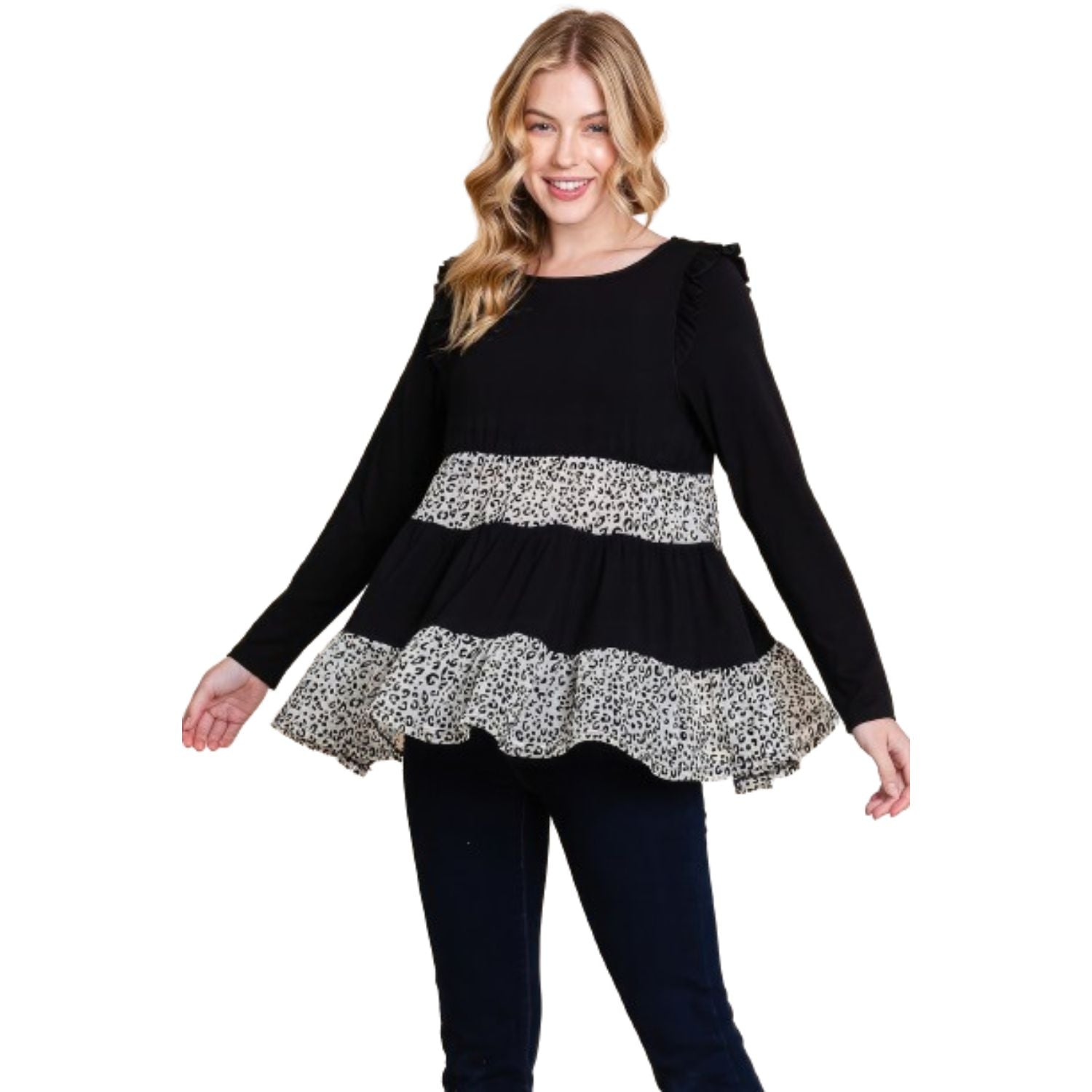 

Однотонный многоуровневый модный топ FASHNZFAB, черный