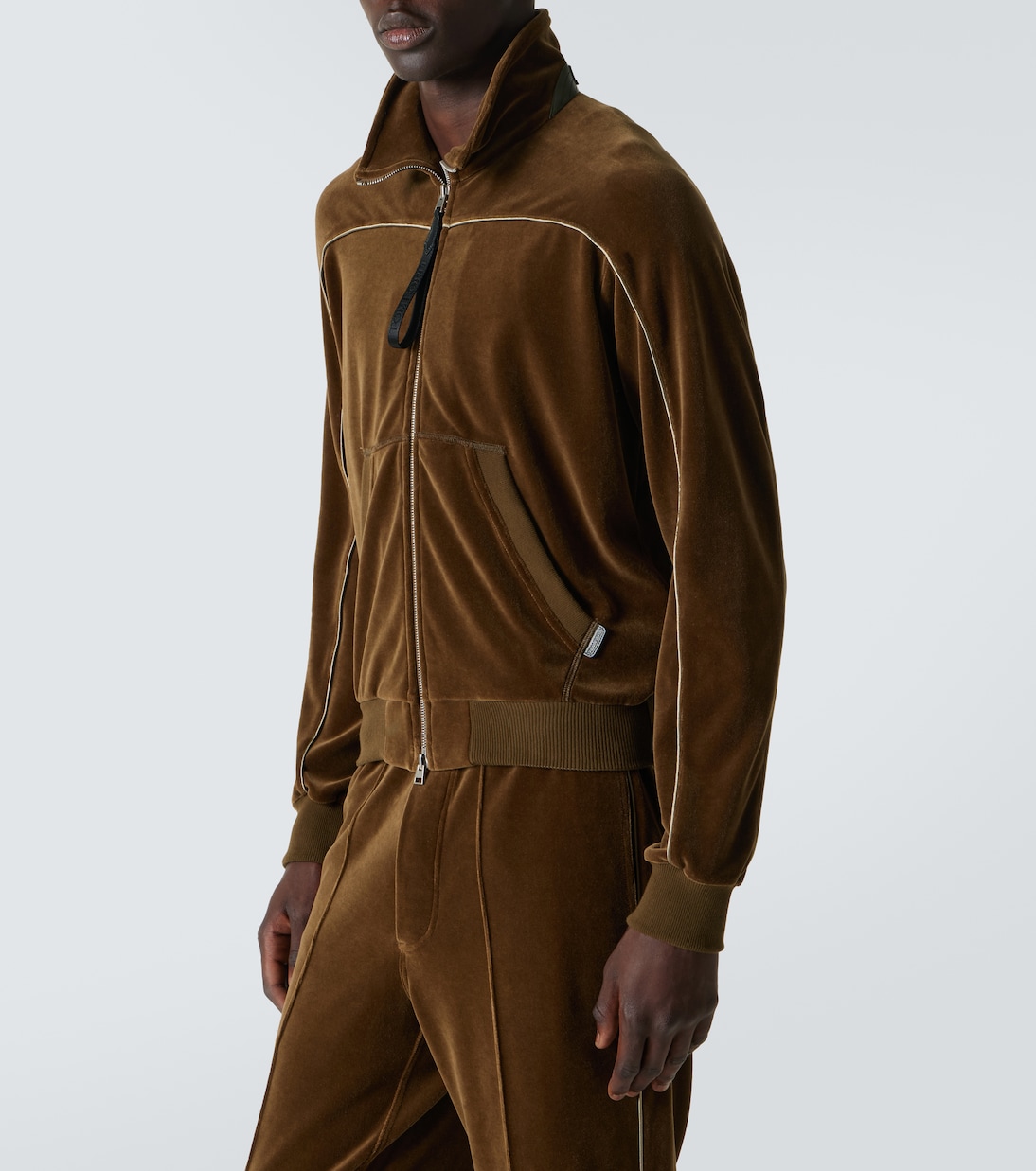 Спортивная куртка из бархата с добавлением хлопка Tom Ford, Olive Green — фото 3