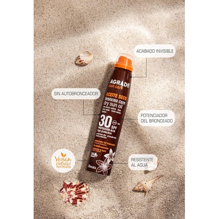 Сухое масло Bronceacare SPF 30 Водостойкая веганская формула 200 мл Agrado — фото 3