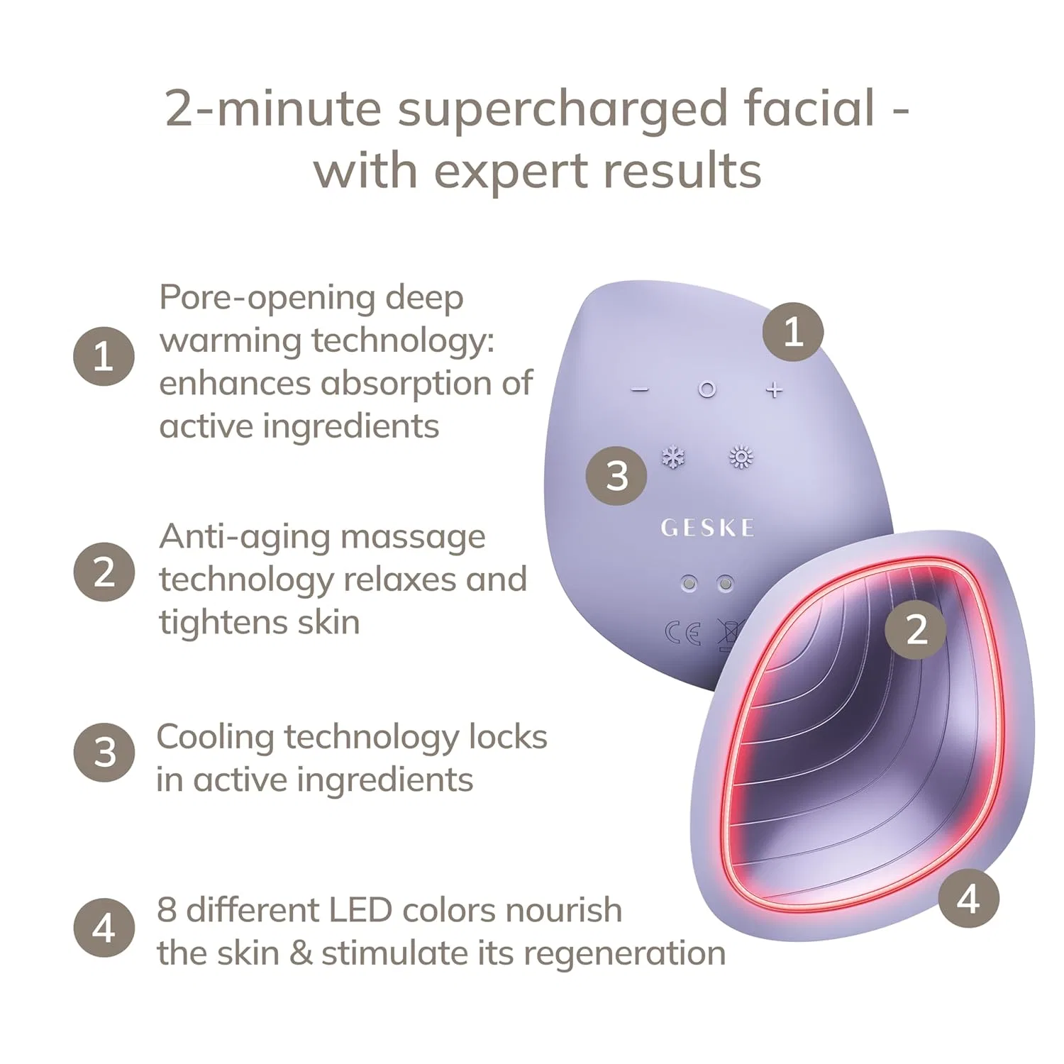 Маска для лица Geske — LED- «SmartAppGuided Sonic Warm & Cool Mask 9 in » от ‎ , Purple — фото 2