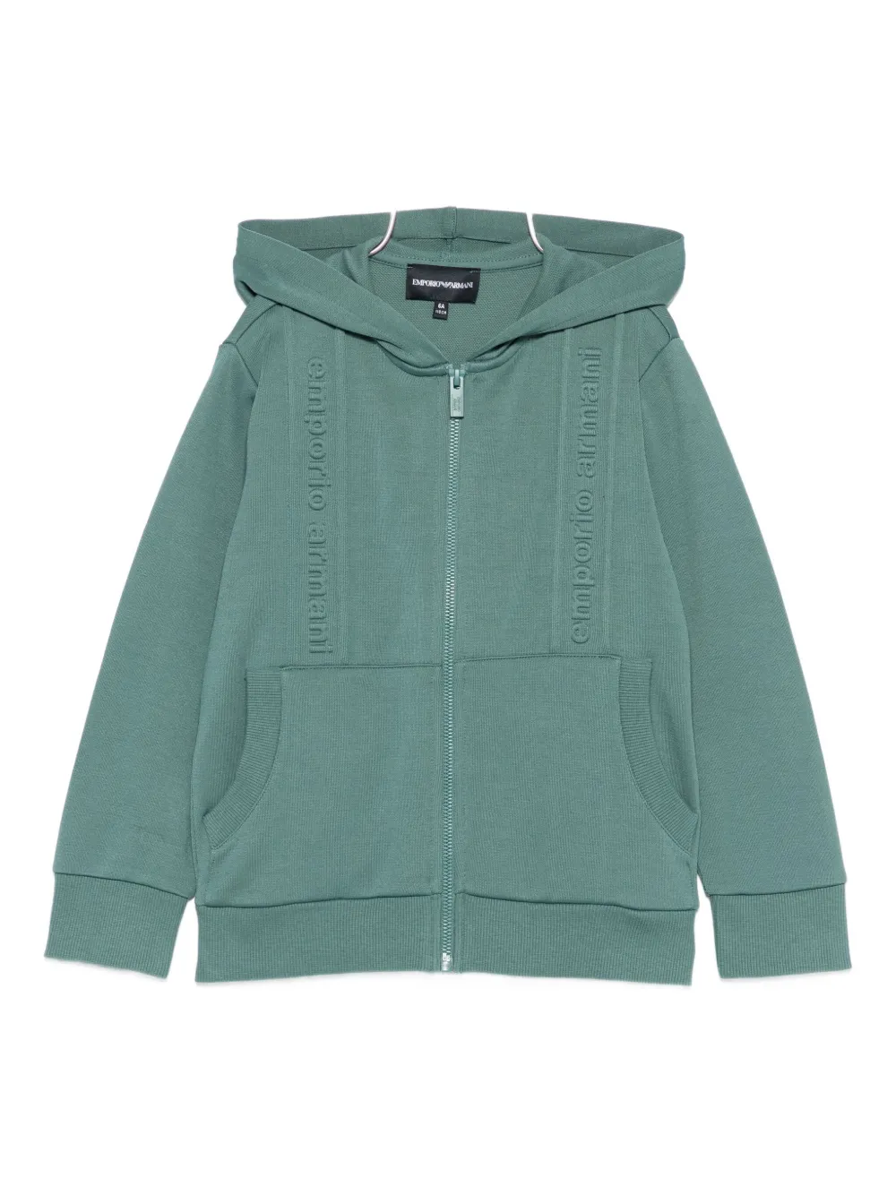 

Толстовка на молнии с капюшоном и логотипом Emporio Armani Kids, зеленый