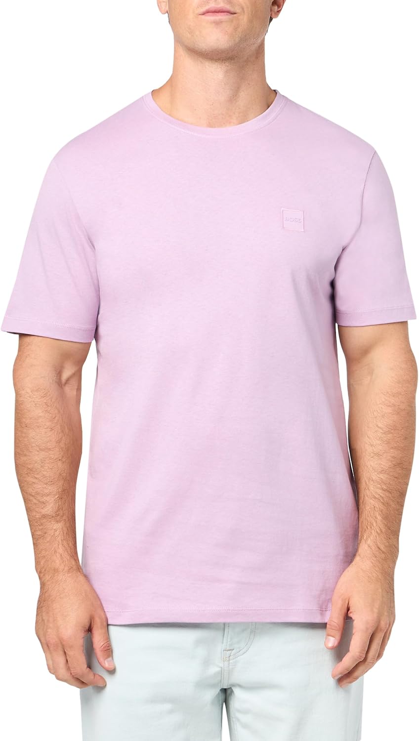 

Мужская футболка BOSS с тональной тканой нашивкой-логотипом, Lavendar Cream