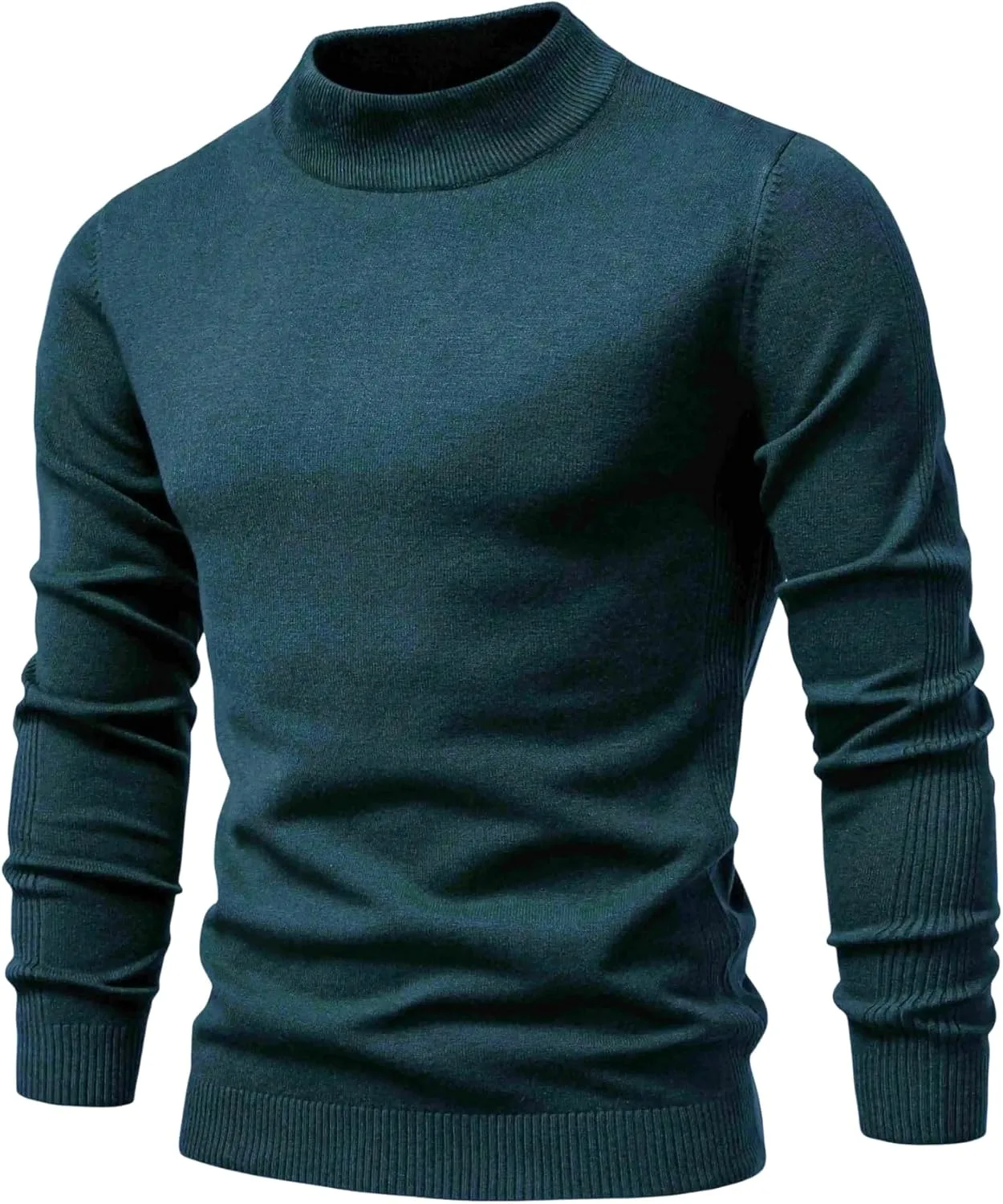 

Мужской утолщенный свитер с высоким воротником, повседневный однотонный теплый облегающий