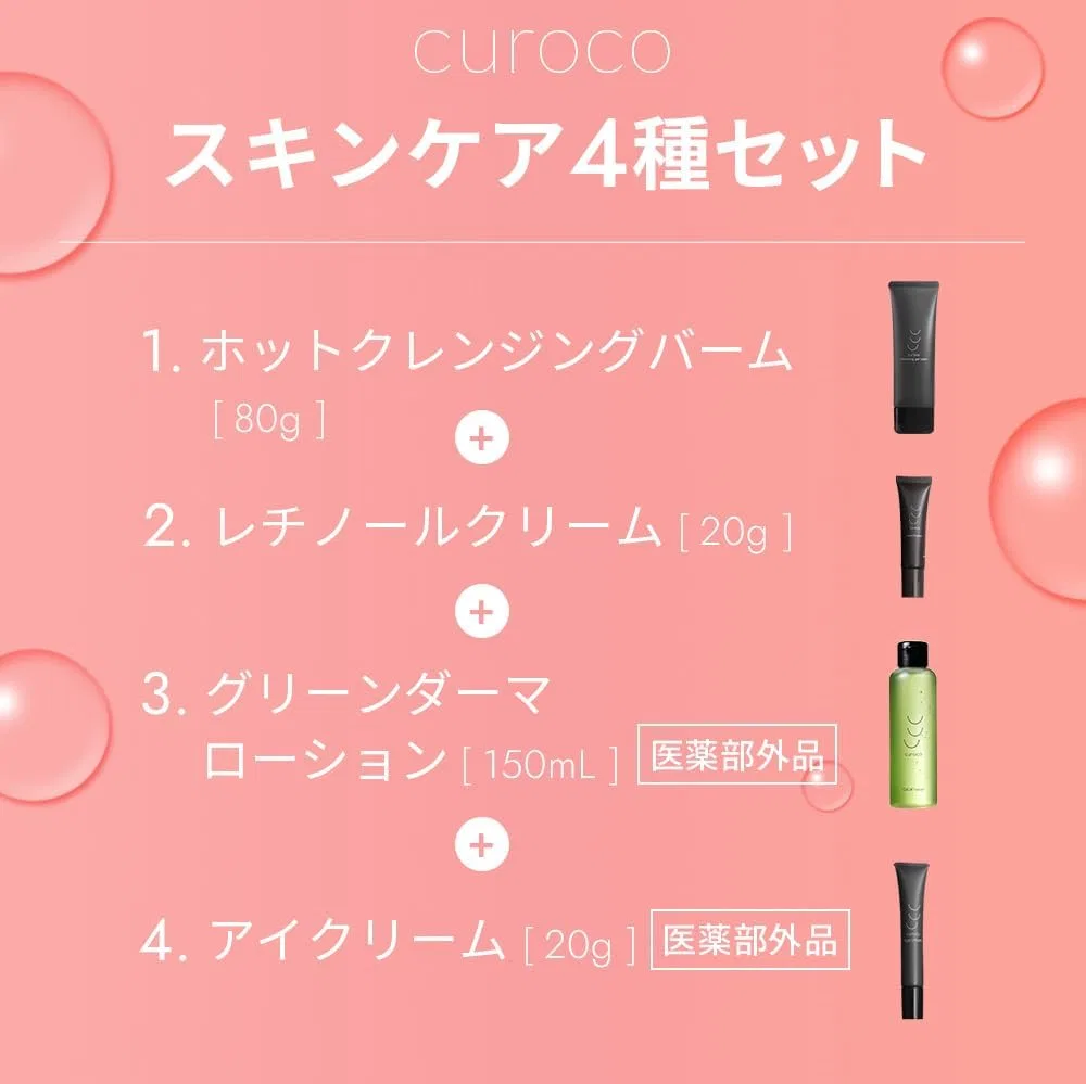 Набор для ухода за кожей Curoco Total Care Set: омолаживающий крем для глаз, ретиноловый крем, лосьон с жемчугом и центеллой, очищающий бальзам — фото 3
