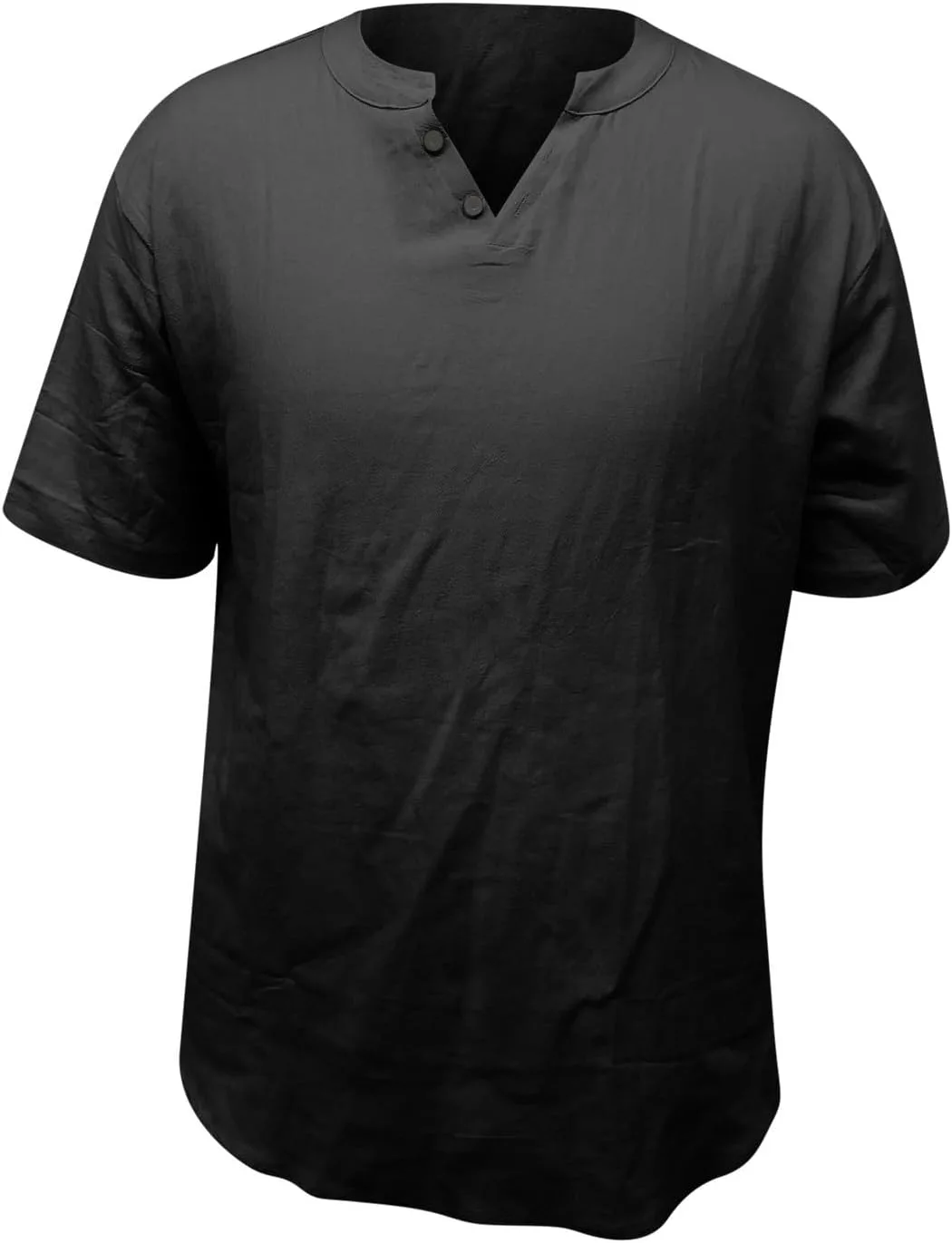 

Мужская льняная рубашка-поло V-образного выреза с коротким рукавом QUNPIU