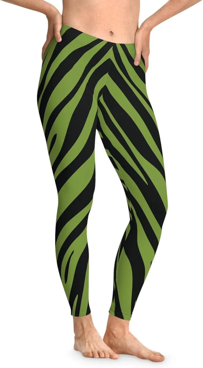 

Зеленые леггинсы с принтом зебры, эко-френдли