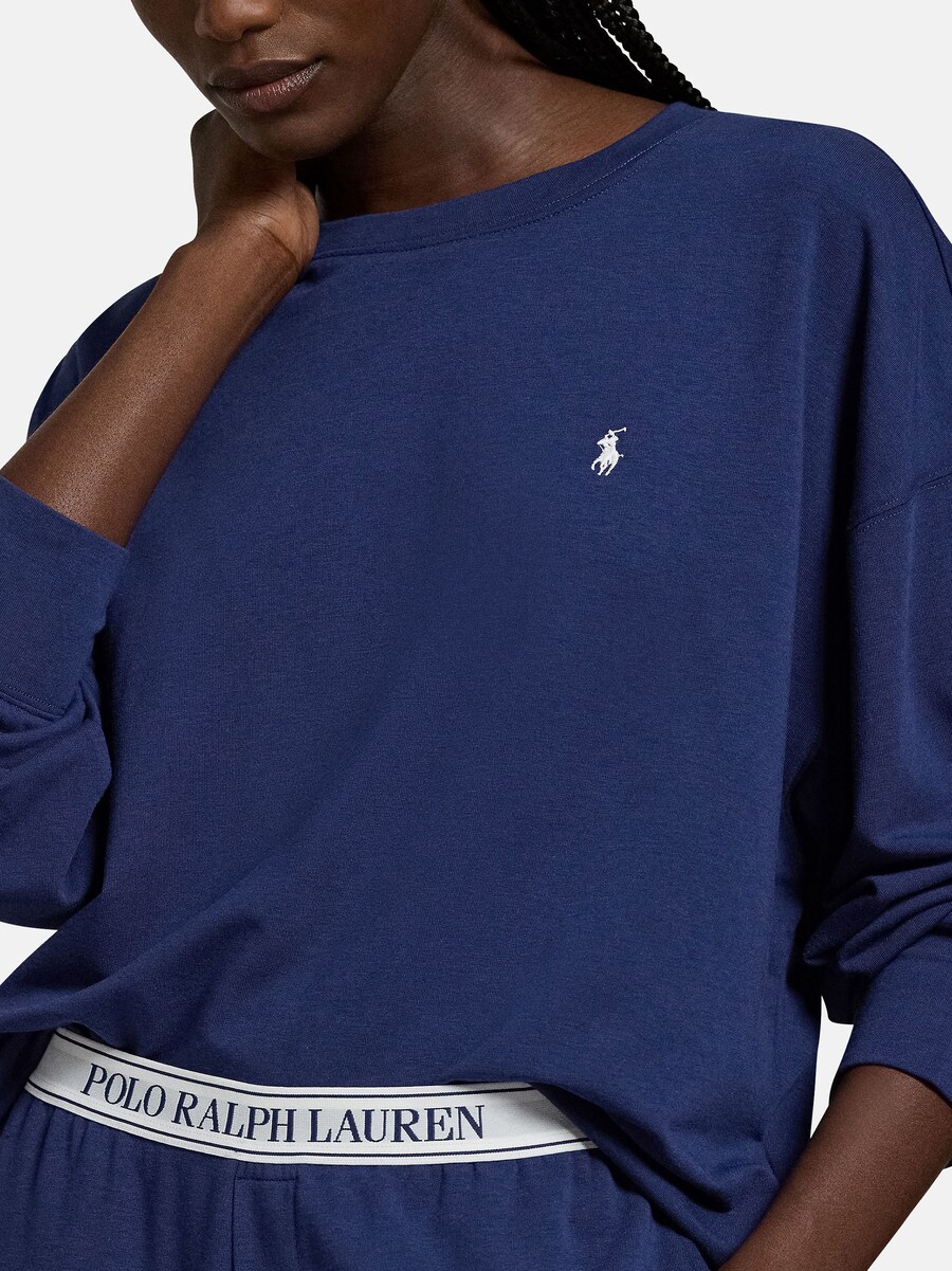 Пижама Polo Ralph Lauren Pajama Sweatshirt & Wide Leg Set - Club Terry, темно-синий — фото 3