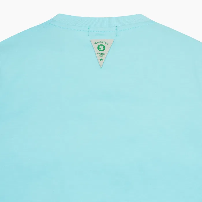 Детская футболка с тропическими волнами, светло-голубая, от Benetton Kids — фото 4