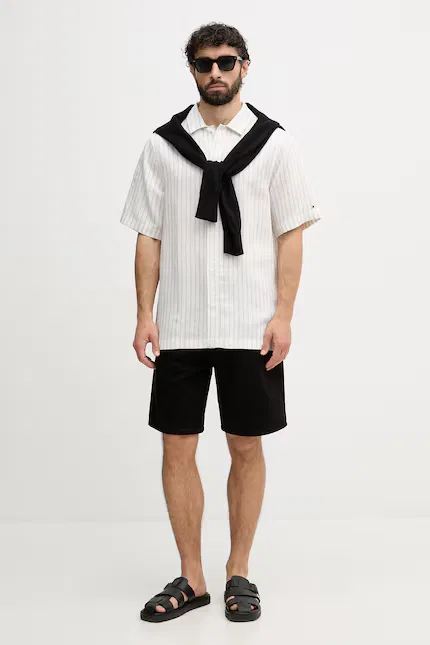 Рубашка свободный крой из льна с вискозой Tommy Hilfiger, белый — фото 2