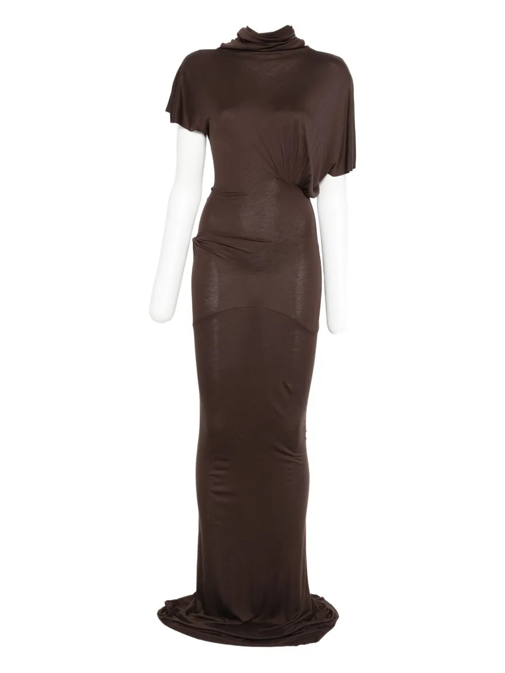 

Макси-платье с драпировкой и вырезом "качелька" Rick Owens Lilies, коричневый