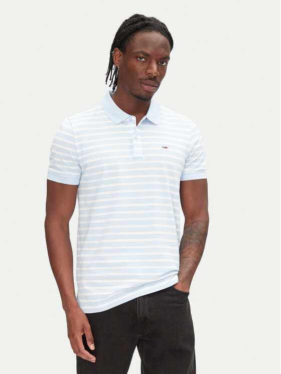 

Рубашка поло облегающего кроя DM0DM20676 Tommy Jeans, голубой