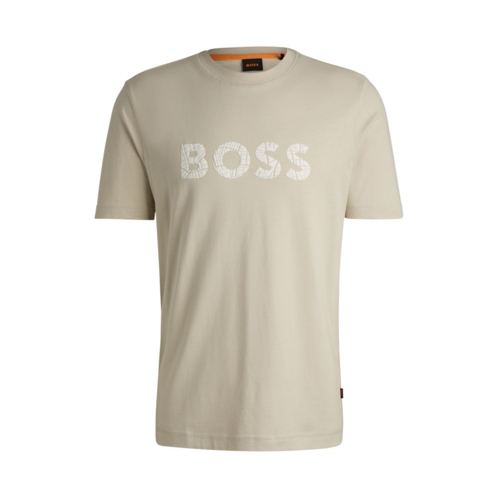 

Футболка облегающего кроя из хлопкового джерси с логотипом BOSS, светло-бежевый