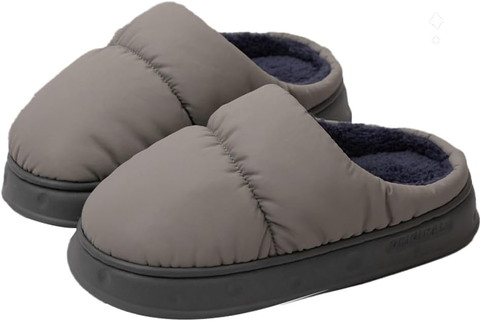 

Домашние тапочки Rungion Furry для женщин и мужчин, теплые мягкие домашние тапочки, водонепроницаемые зимние слайды, серый