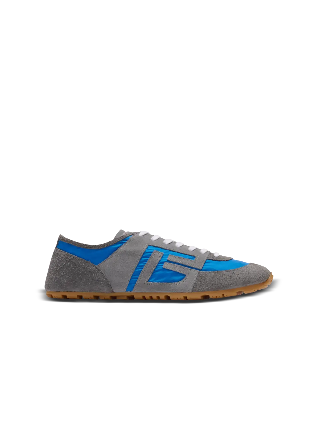 Кроссовки Racer 45 из замши и нейлона Balmain, синий/желтый/коричневый