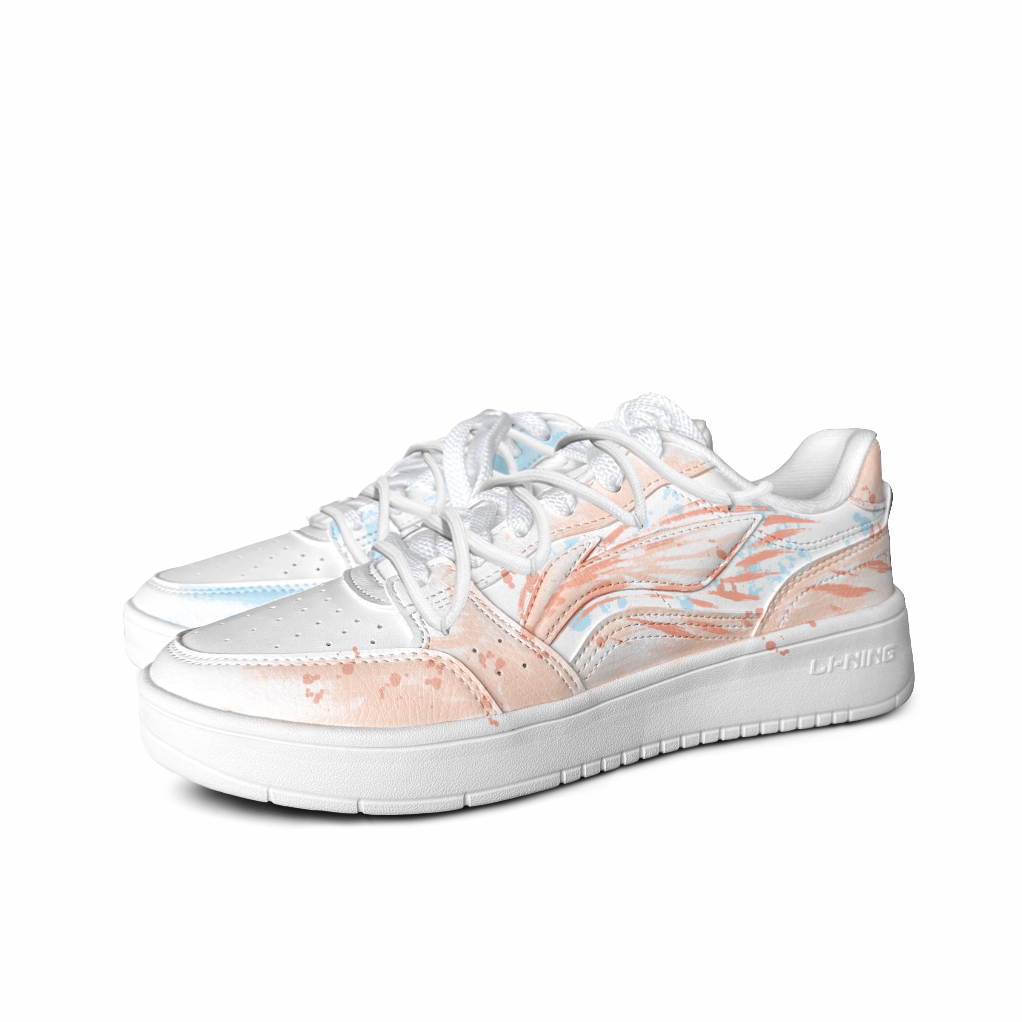 

Мужские противоскользящие устойчивые к истиранию низкие кроссовки Acer Truncatum для скейтборда LINING, синий оранжевый Mismatched