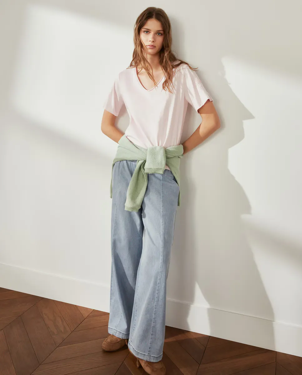 

Футболка женская с коротким рукавом и вышивкой Southern Cotton, цвет Rosa claro