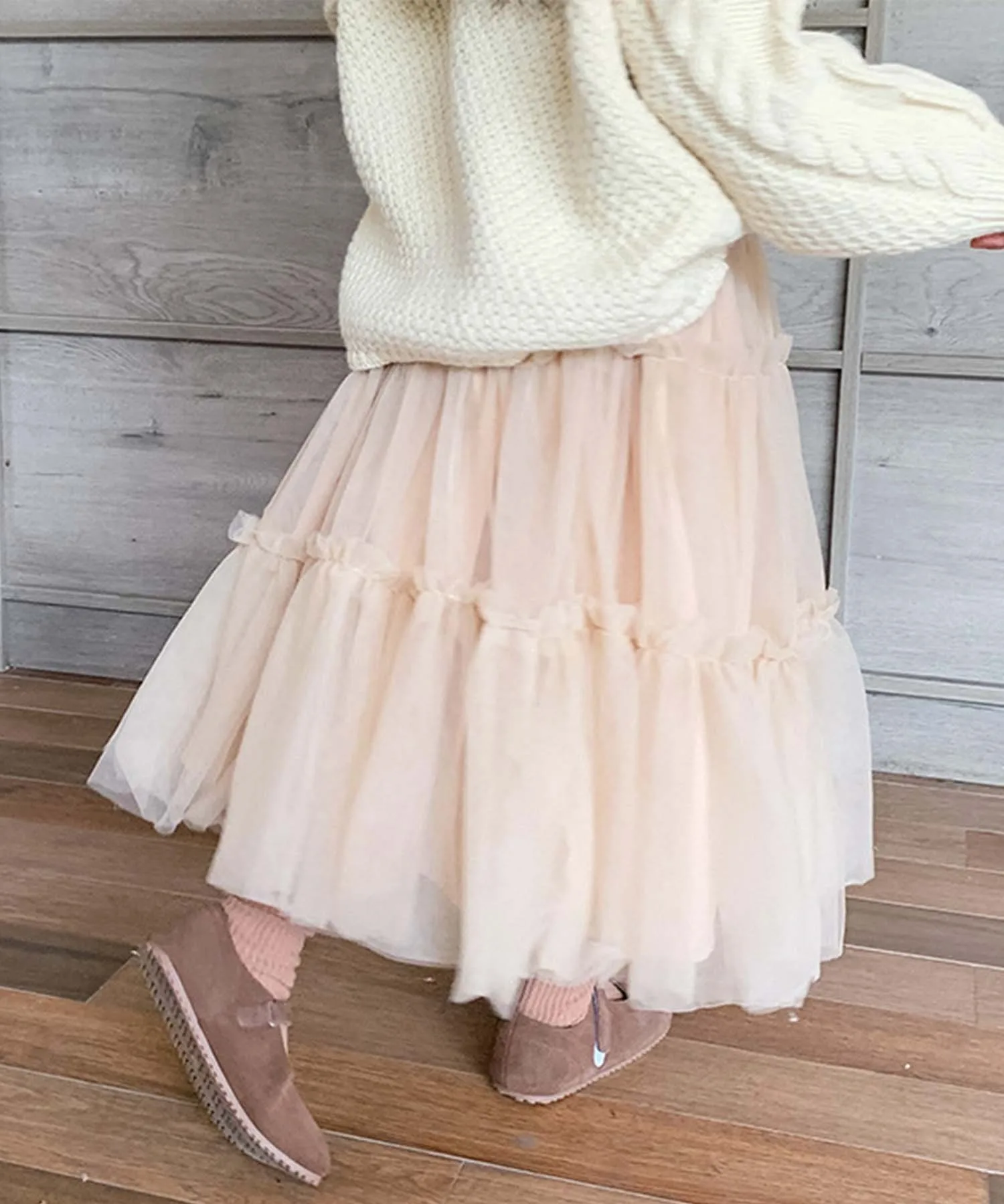 Многоярусная юбка из тюля Aimoha Kids, beige — фото 4