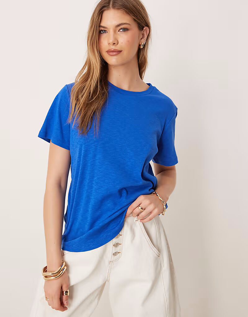 

Футболка ASOS DESIGN slubby regular fit темно-синего цвета