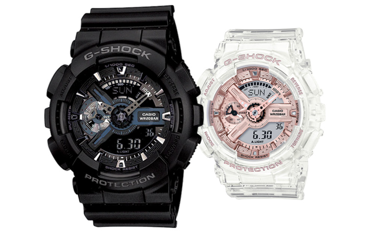 

CASIO Часы G-Shock GA110-1B, Black Dial+Rose Gold Watch Dial (Matching Pair)