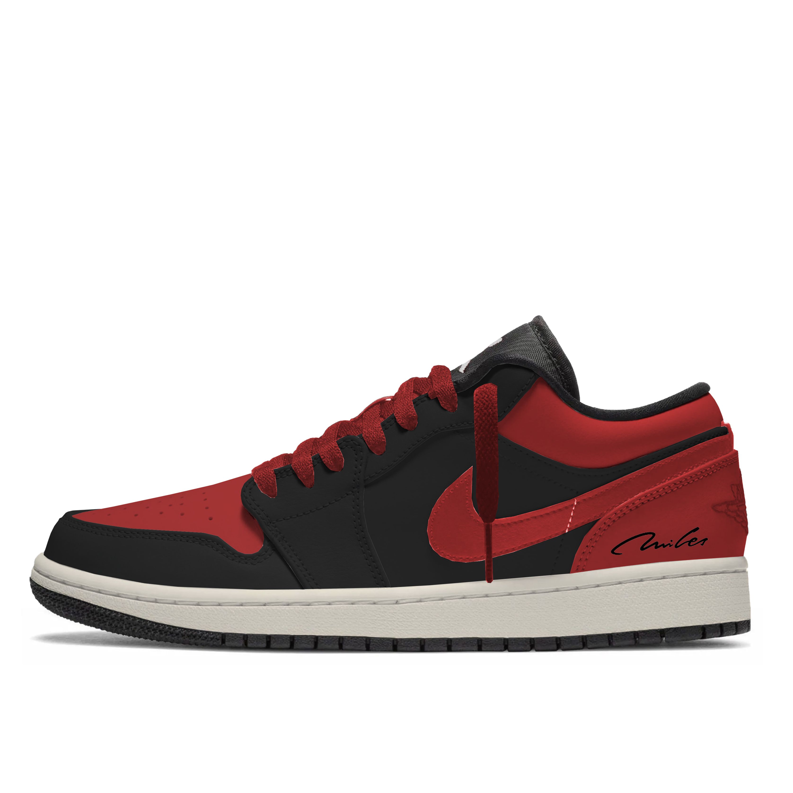 Jordan Air 1 устойчивые к истиранию низкие баскетбольные кроссовки Unisex Black White Red — фото 3
