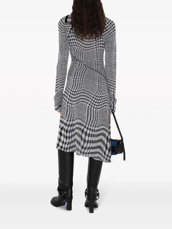 Платье Burberry, женское, черный, узор «гусиная лапка» — фото 4
