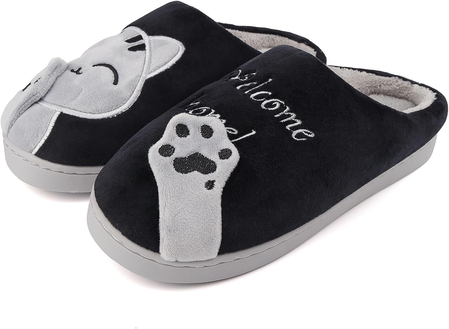 

Женские и мужские тапочки FJWYSANGU с памятью формы, мягкие и теплые, на слипоне, милые тапочки с животными для дома, мягкая плюшевая обувь для дома, для улицы и дома, черный