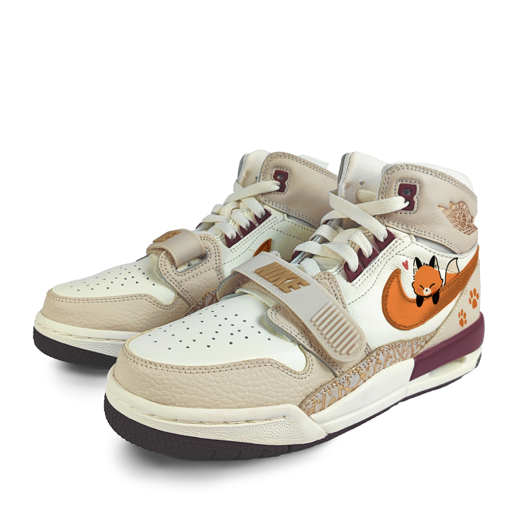 Jordan Legacy 312 нескользящие износостойкие высокие детские баскетбольные кроссовки ecru для подростков — фото 4