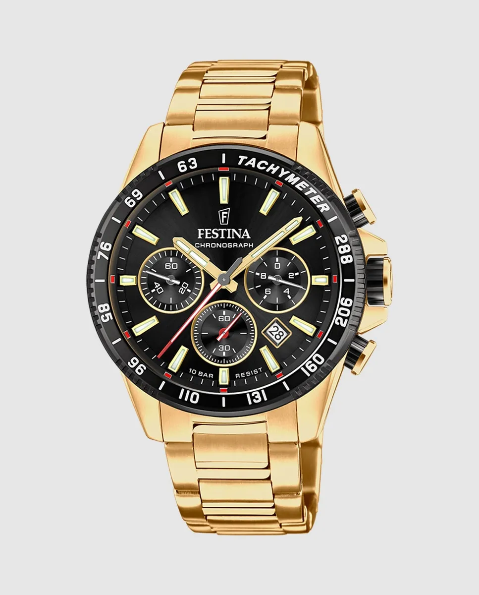 

F20634/5 Мужские часы Timeless Chronograph из золотой стали Festina, золотой