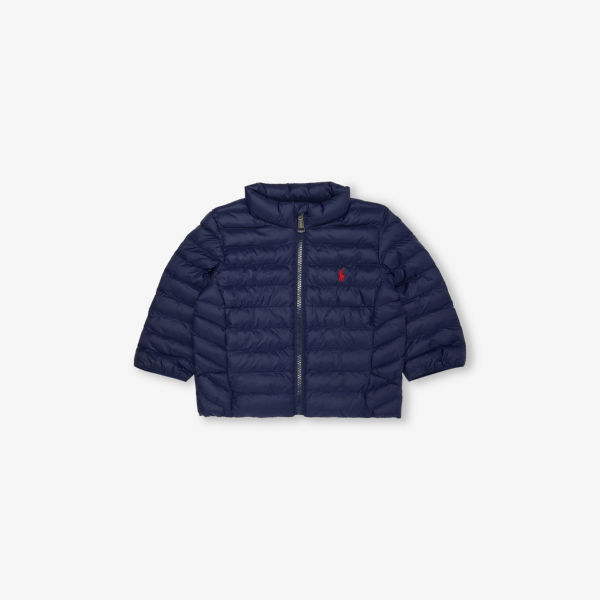 

Мальчиковая утеплённая куртка с вышитым логотипом бренда Polo Ralph Lauren, синий